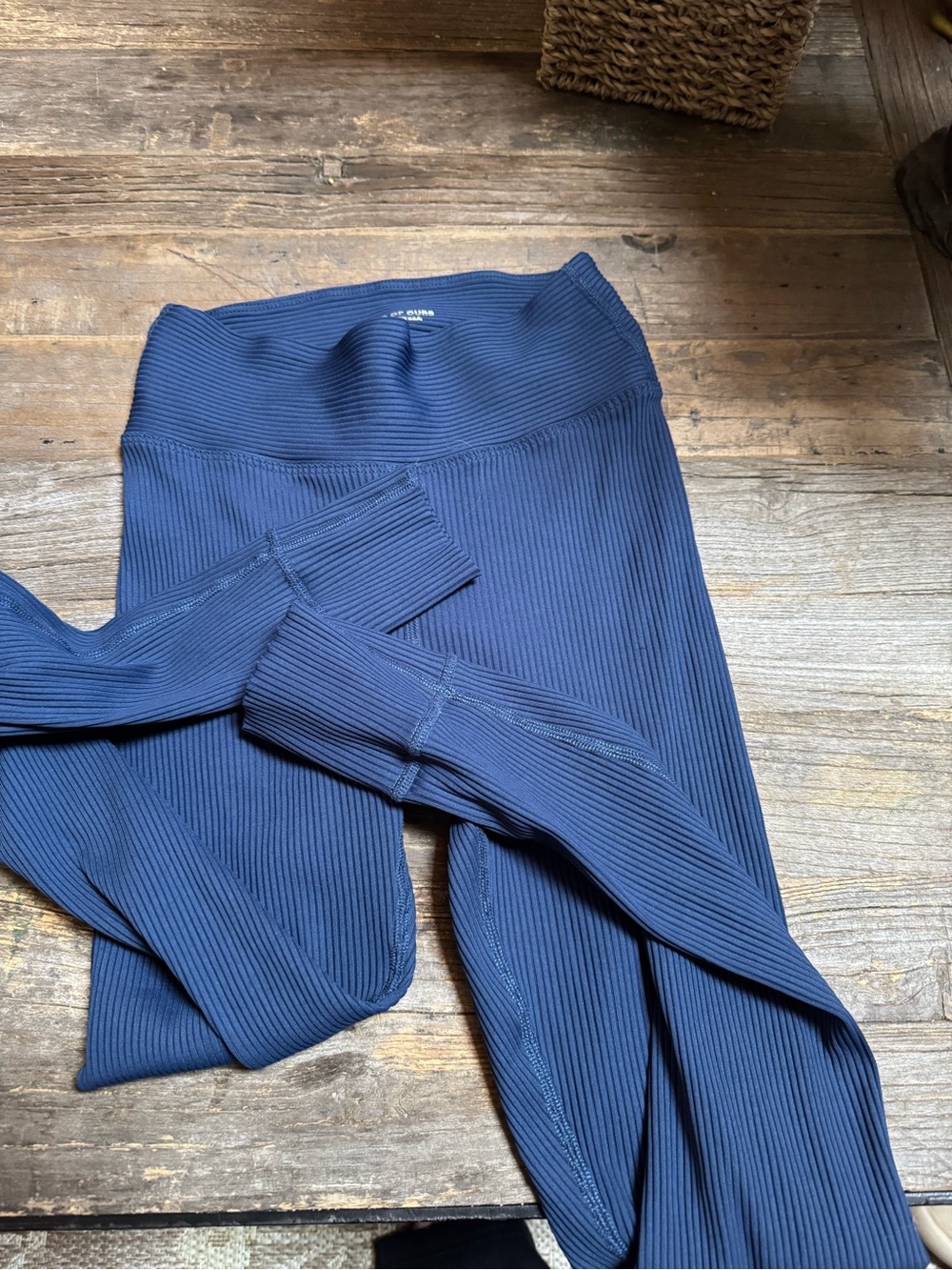 Year of Ours Navy Ribbed Kids Leggings - Deep Blue